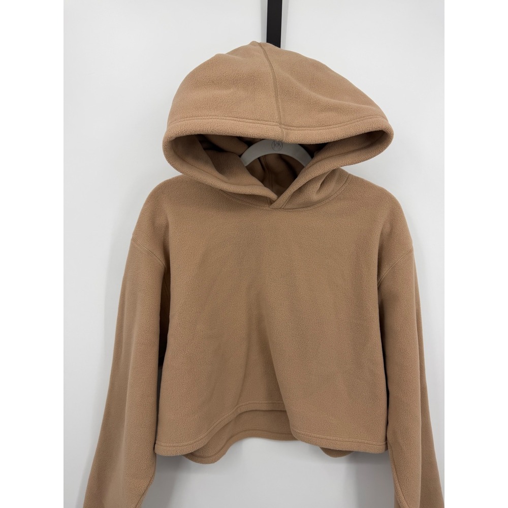 Cropped Fleece Hoodie in Camel - Picture 2 of 9